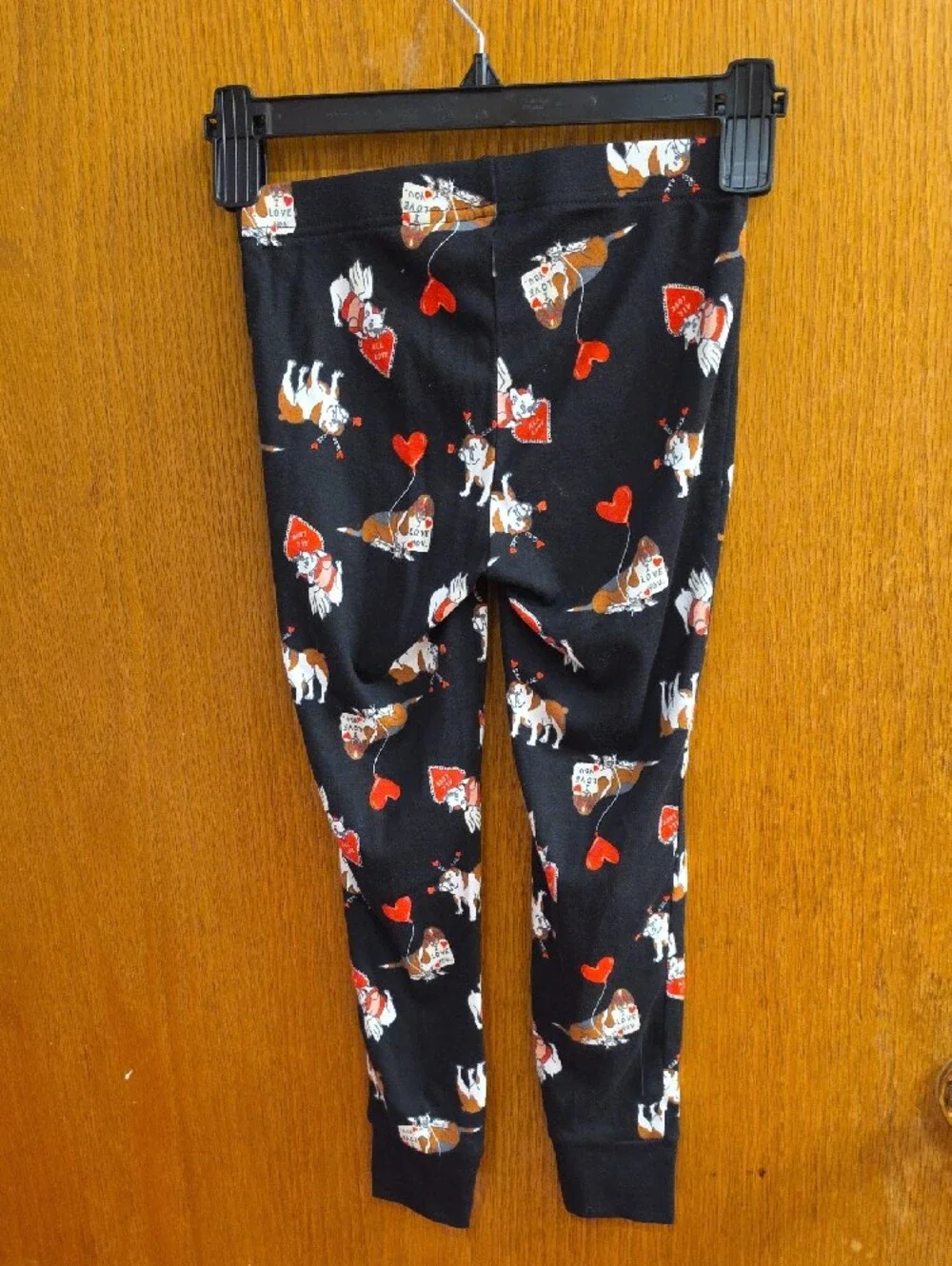 NEW NO TAGS Old Navy Black Leggings with Red & White Dog and Heart Print